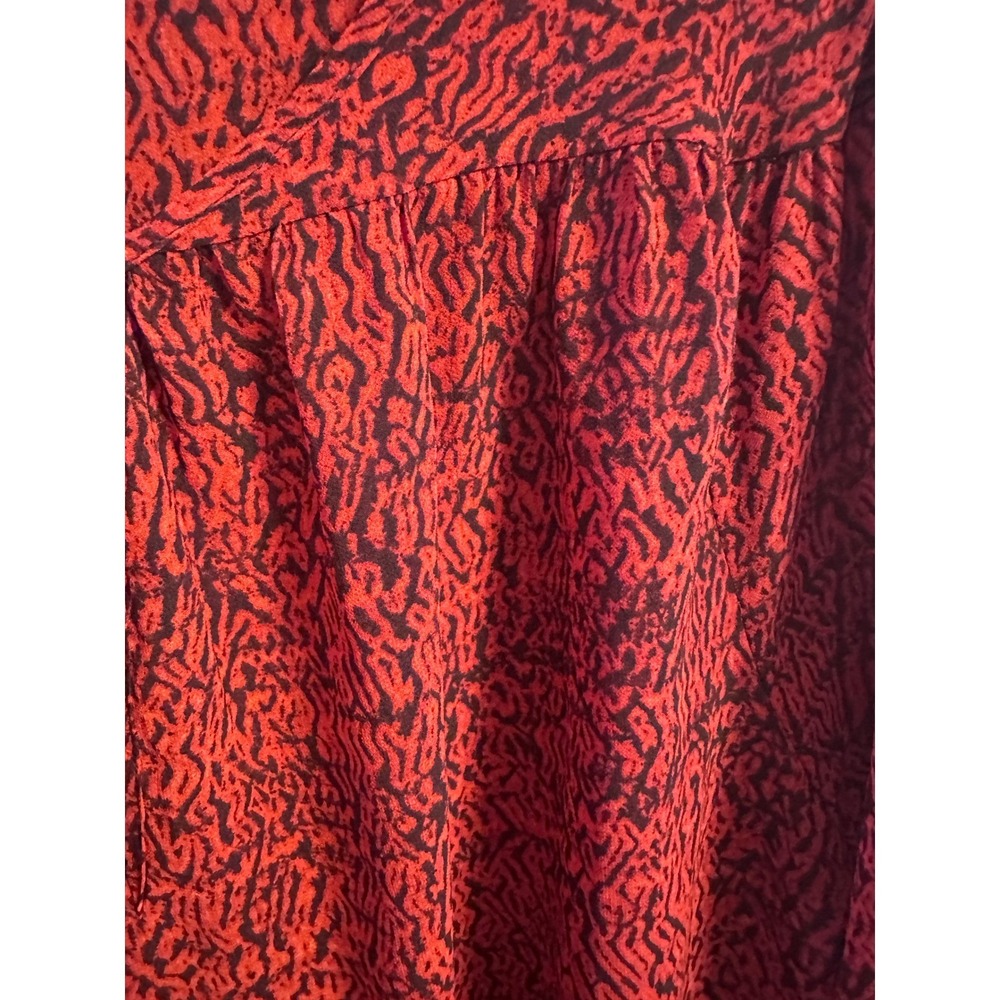 Michael Kors Blouse Long Sleeve Keyhole Red Black Print XL - Picture 3 of 5